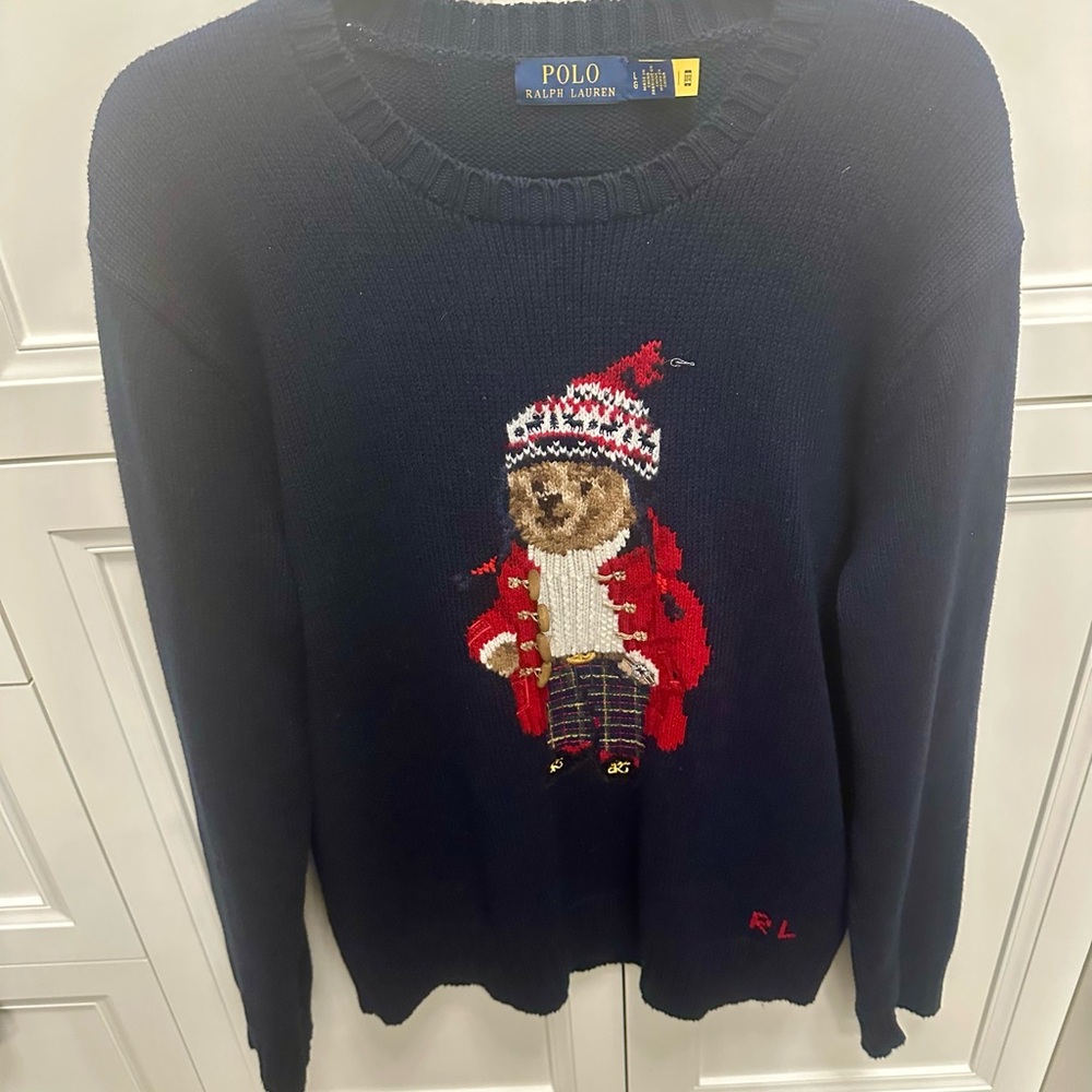 Polo by Ralph Lauren Navy Sweater with Festive Bear